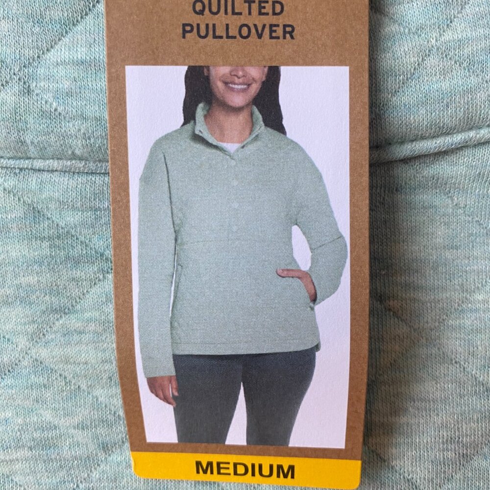 Eddie Bauer Quilted Top Pullover Women light blue Medium